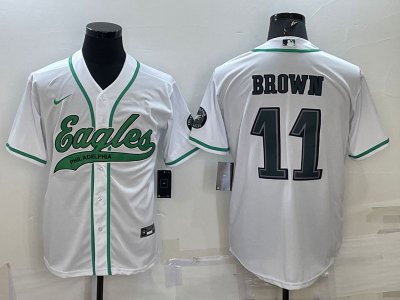 Men Philadelphia Eagles 11 Brown White 2022 Nike Co branded NFL Jersey